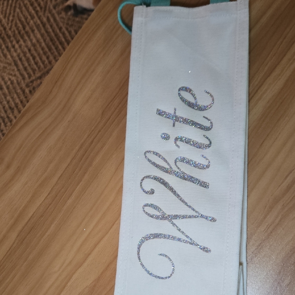 White Glittery Wine Cotton Bag